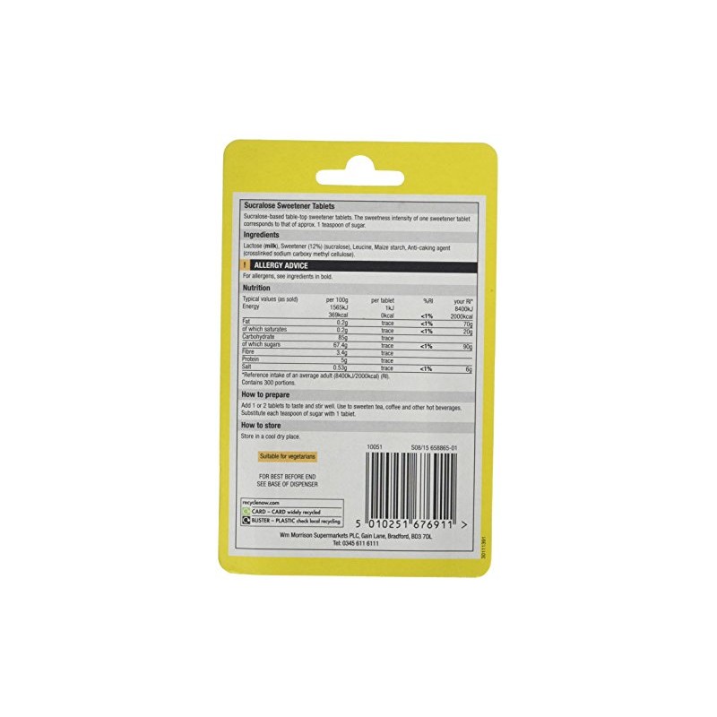 Morrisons Sucralose Sweetener, Pack of 12, 300 Tablet