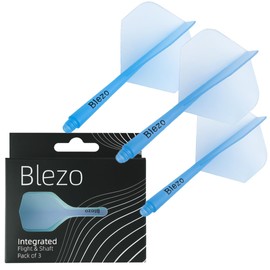 BLEZO Darts Durable Dart Flights | Integrated Dart Flights with Shafts | Pack Of 3 | Fixed 90 Degree Angle | Standard Shape Darts Flights & Stems | Durable Darts Accessories (Blue)