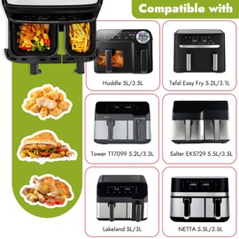 GINOYA 7pcs Air Fryer Accessories for Tefal Easy Fry 5.2L/3.1L, Air Fryer Liners & Rack, Spatula, Kitchen Tongs, Oil Brush