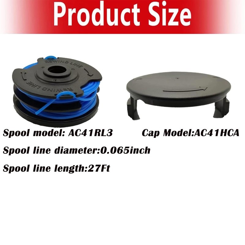 0.065" 27ft AC41RL3 Weed Wacker String Trimmer Replacement Spool,AC41RDLB Weed