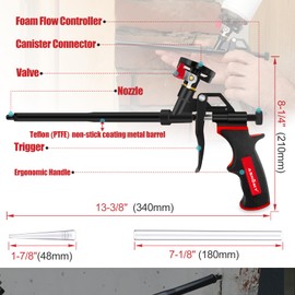 ASNOMY 2 Pack Professional Expanding Foam Spray Gun, (2 x Foam Gun / 8 Nozzle) PU Foam Gun Insulation, Foam Dispensing Gun, for Caulking, Insulating Foam Applicator