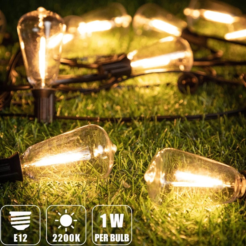 WYZM Dimmable LED String Lights with Shatterproof Bulbs for Outdoor