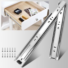 18 inch Drawer Slides 4 Pairs (8pcs) 3 fold Full Extension Side Mount Cabinet Drawer Glides 18" Silver Cabinet Rails for Dresser, Cabinet, Kitchen,Trash Can, Wardrobe 100 LB Capacity