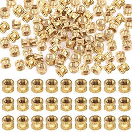 Glarks 100Pcs M3 x 4 x 5mm Female Thread Knurled Brass Threaded Insert Embedment Nut for 3D Printing Projects