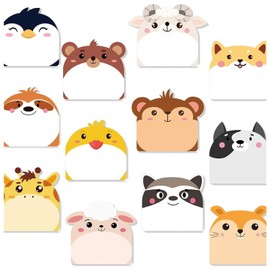 Notas de Pegatinas para Niños, 12 Piezas (360 Hojas) Transparentes, Divertidas Notas Adhesivas con Dibujos Animados, Pegajosas para Libros, Oficina, Estudio, Memorandos y Notas(12, B)