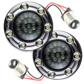Eagle Lights 2? Bullet Rear LED Turn Signals w/Running and Brake Lights LED Ring Covers for Harley Davidson - (2) Rear Turn Signals