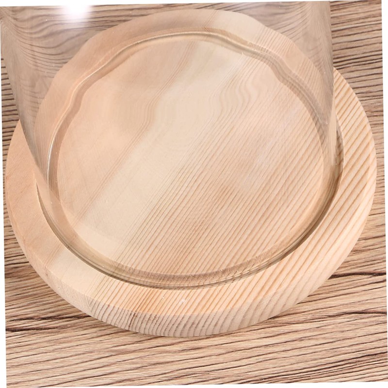 CHILDWEET 9x12cm Flower Glass Cover Glass Dome on Wooden Stand