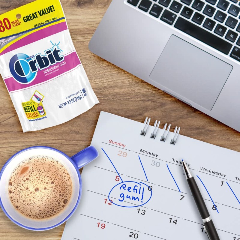 ORBIT Bubblemint Sugar-Free Chewing Gum Bulk Pack, 2 Bags -