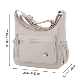 Shilanmei Crossbody-Tasche für Damen, strapazierfähige Nylon-Handtaschen mit verstellbarem Riemen, Crossbody-Tasche, mehrere Taschen, cremeweiß, Einheitsgröße
