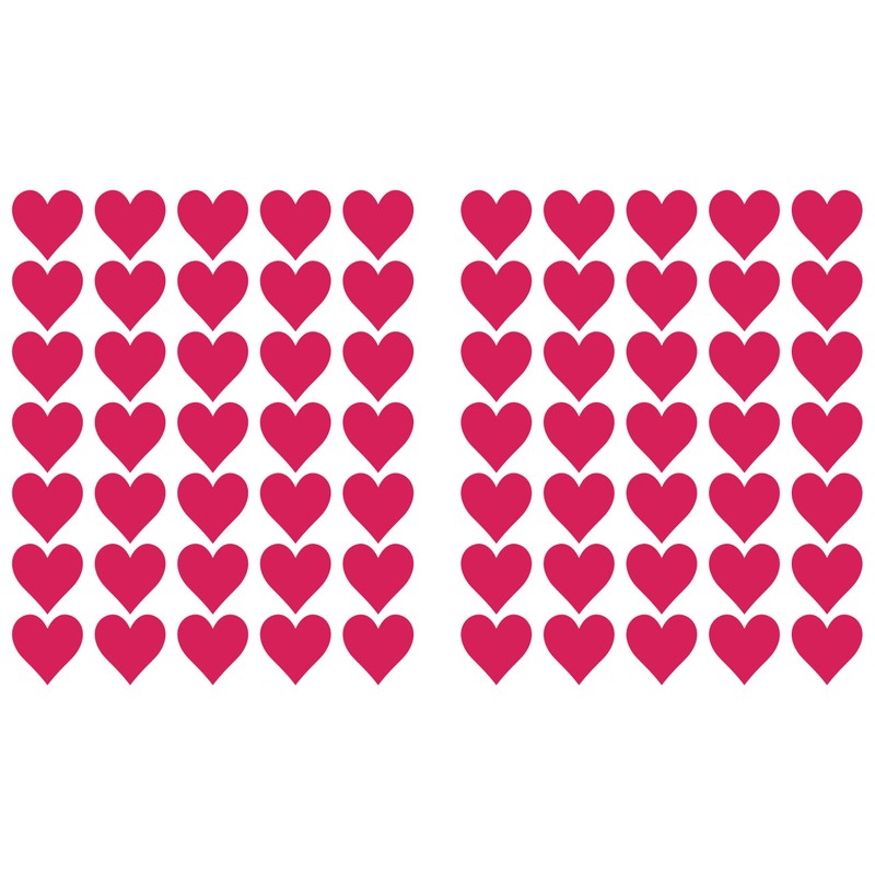 70 Rubber Hearts, 30 mm Pink PVC Film, Weatherproof, Heart