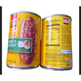 Hormel Chili No Bean Coney Island Hot Dog Mustard Onion 4 15 oz CANS exp 8/27