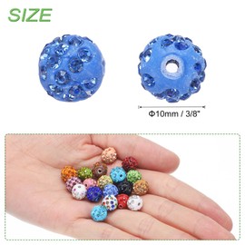 sourcing map 50pcs 10mm Rhinestone Beads for Jewelry Making, Bling Disco Bead Sparkle Diamond Clay Bead for Necklace Bracelet Christmas, Light Blue