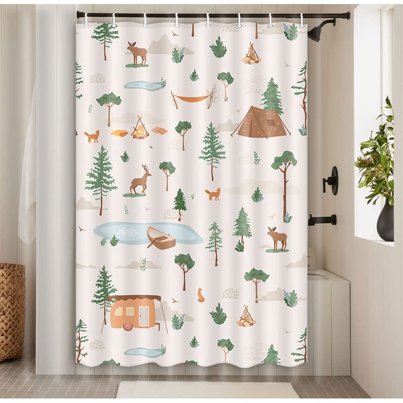 Boziqr Camper RV Shower Curtain Travel Trailer Bathroom Accessories Wild