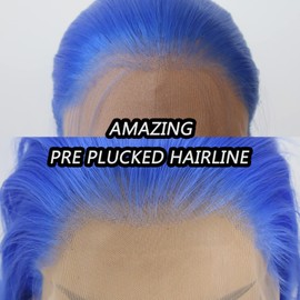 Towarm Blue Wig Long Straight Blue Synthetic Lace Front Wigs Pre Plucked Natural Hairline with Baby Hair for Black Women Heat Resistant Fiber Hair Cosplay Daily Wear Wig (Blue)