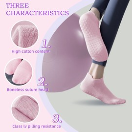 ZANZER Grip Socks for Women Pilates Socks with Grips Non-Slip Grippy Socks for Yoga, Barre, Lagree, Pregnancy, Zumba (Black,Purple,Grey,Pink,Cream,Green)