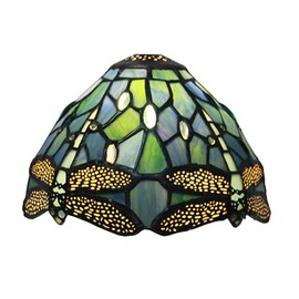 8 Inch Wide Tiffany Lamp Shade Accessories Replacement Only Stained Glass Dragonfly Lampshades Vintage Green Blue Yellow Light Cover for Table Lamp Pendant Light Desk Light,Blue