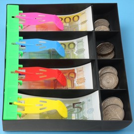 MIJOMA Play Money Set with Cash Drawer - Euro Notes & Coins, Cash Drawer 17 x 2 x 13.5 cm, Educational Game for Grocery Shop & Nursery