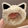 Cute White Face Washing Headband & Wristband Set for Shower & Bath Cat 2ea