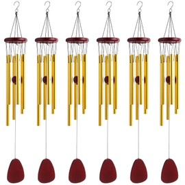 CroBlissful 6 Pcs 28 Inch Rustic Wind Chimes for Outside Deep Tone Windchimes Outdoor with 6 Aluminum Tubes Soothing Melody for Farmhouse Garden Patio Home Decor