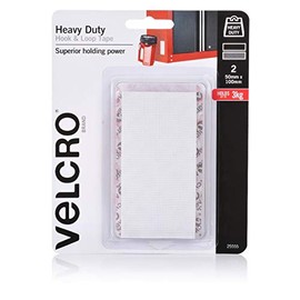 Velcro Heavy Duty Hook and Loop Tape, 50 x 100 mm Size, White (Pack of 2)
