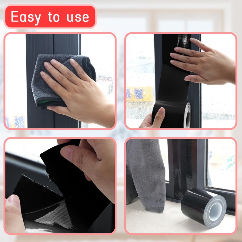 Birllaid Black Window Weather Sealing Tape, Window Insulation Air Conditioner