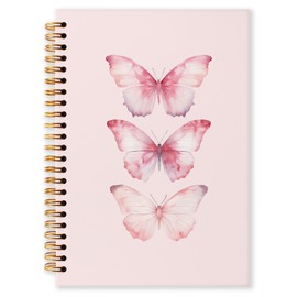 Grace Yonks Cute Butterfly Notebook for Girls – Coquette School Supplies for Journaling - College Ruled Composition Book Aesthetic Pink Spiral Journal - 5.8" x 8.3" Lined Notebook, 80 Pages(032)