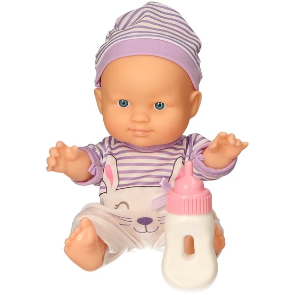Atoz 23cm Caitlin Baby Doll with Feeder Bottle - Multicolour