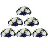 BLOSMON Flower Balls Wedding Rose Centerpieces 6 Pcs Fake Flowers Purple Navy Blue&White Kissing Balls Decor Artificial Floral Arrangements Flower Bouquet of Roses Home Party Table DIY Decorations