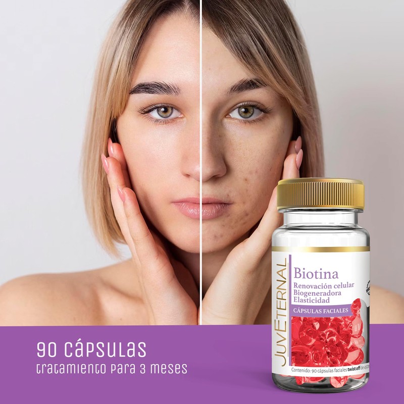 Juveternal Cápsulas Faciales Biotina 90 cáps Renovación celular Biogenerador