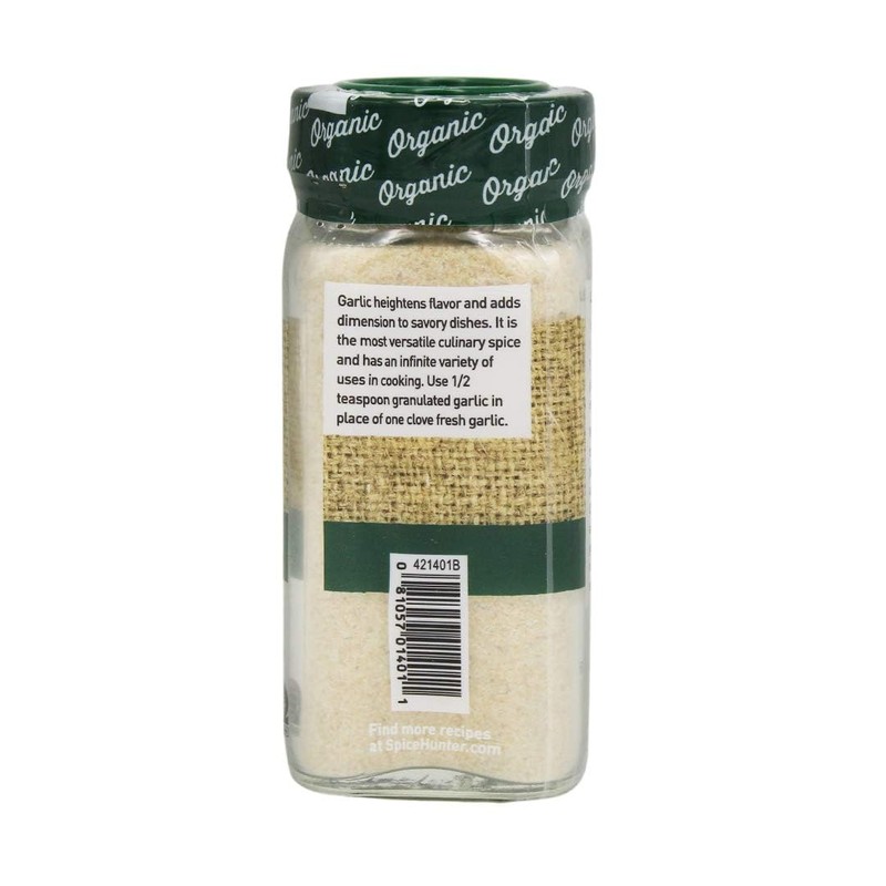 Spice Hunter Garlic, Granulated, Organic, 2.2 Ounce (Pack of 6)