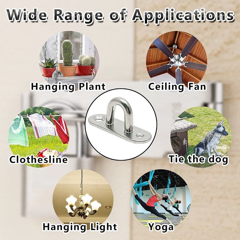 4 Pcs 3.1 Inch 304 Stainless Steel Ceiling Hooks Pad