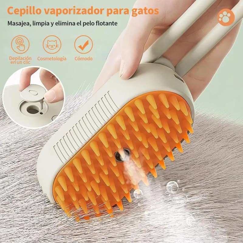 Cepillo De Vapor Para Gato Perro Mascota Peine Baño Masaje