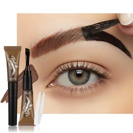 XZMeiLun Warm brown Eyebrow Gel Tattoo Peel Off with Tweezer, Waterproof & Smudge Proof, Long Lasting 3-5 Day Natural Looking Brow Tint, Beginner Friendly with Clip for Easy DIY at Home Brow Makeup