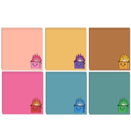 6 Set Dumpster Fire Sticky Notes 2.95 x 2.95 inch Funny Office Sticky Notes 300 Pag White Gifts Coworkers Humorous Memo Pads for Coworker Boss Teacher Women Men Adult (Dark Color)