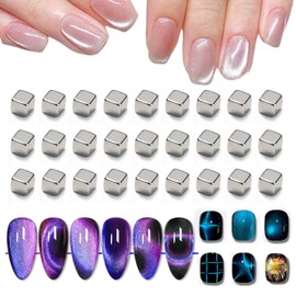 JERCLITY 27 Pieces Cat Eye Magnet for Nails Square Powerful Multifunctional Nail Art Magnet Cube Cat's Eye Magnet for Cat Eye Gel Polish Nail Art（5 * 5mm）
