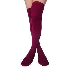 AUSUAYA Overknees Stockings Women's Long Stockings Knitted Cotton Thick Warm Over Knee Socks for Women and Girls DE-CL-W1, Burgundy red