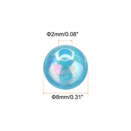 sourcing map 400pcs Acrylic Round Beads AB Colors 8mm Loose Bubble Spacer Craft Beads with Hole for DIY Earring Bracelet Necklace Key Chains, Aquamarine AB
