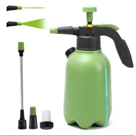 Garden Pump Sprayer, 1/2 Gallon Hand Pump Spray Bottle for Plants, Pressure Water Spray Bottle in Lawn and Garden Yard, Weed Chemical Sprayer with 2 Adjustable Nozzle & Safety Pressure Relief Valve