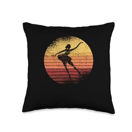 Vintage Ballerina Retro Sport Fan Distressed Ballet Dancer Throw Pillow