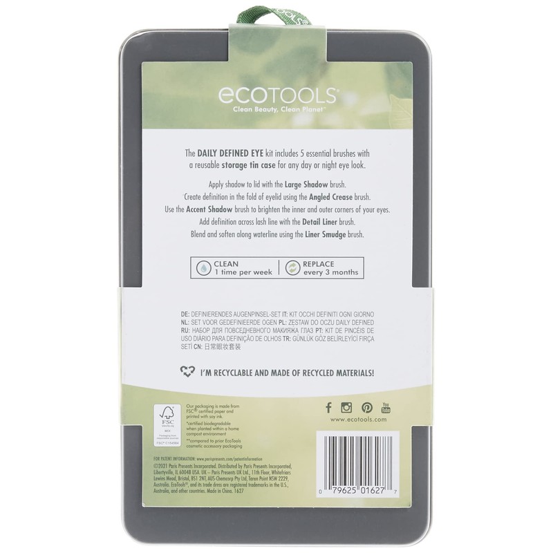 EcoTools Daily Defined Eye Makeup Brush Kit, Travel Friendly, Versatile