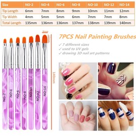 FULINJOY 12Pcs Nail Dotting Tools Set, 5 Pcs Double-end Nail Dotting Pen and 7 Pcs Nail Art Painting Brushes