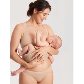 MOMANDA Women's Nursing Bra Without Underwire Soft Racerback Pregnancy Bra Sleep Comfortable Seamless Bralette, Wheat Beige, M