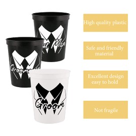 Party Gifts & Beyond Bachelor Party Cups 13PCS Team Groomsman Plastic Cups Best Man Cup for Wedding(Squiggle)