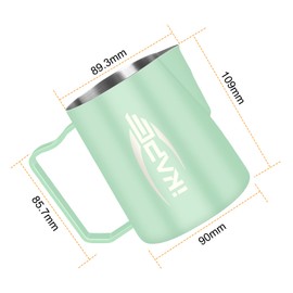 IKAPE Espresso Milk Pitcher, Espresso Steaming Pitcher with Sharp Spout for Espresso Barista Tool, 20.3 oz / 600ml Milk Frothing Jug (Light Green)