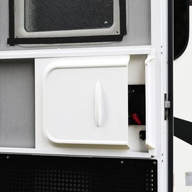 RVGUARD Puerta deslizante para caravana, panel de 12 pulgadas con tope deslizante, apto para RV, caravana, remolque de viaje, repuesto OEM, color blanco
