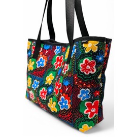 DUCS Womens Tote Bag Purse – Shoulder Tote Bag with Magnetic Snap Closure – Cute Print – Polyester and Vegan Leather Handbag (Patchwork Flowers)