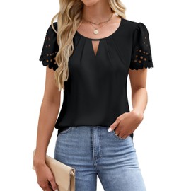 Blooming Jelly Womens Business Casual Tops Dressy Casual Work Short Sleeve Shirts Cute Summer Trendy Tops 2025 (M, Black)