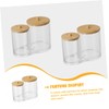 FUNOMOCYA Cotton Ball Pad Holder Bamboo Lid Acrylic Dispenser Makeup