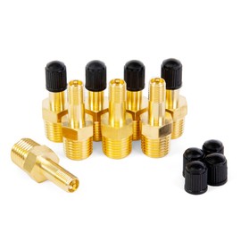 ChillWaves Brass Tank Valve, Standard Valve Core 1/8" NPT Anti-Corrosion Schrader Valve with Sealing Caps for Air Compressor Tanks(8-PACK)