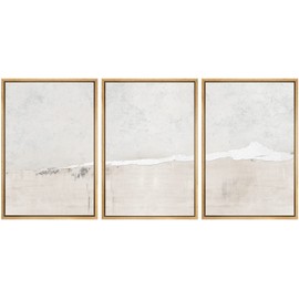 SIGNWIN Framed Canvas Print Wall Art Set Industrial Grunge White Gray Landscape Shapes Abstract Illustrations Modern Art Decorative Nordic Zen for Living Room, Bedroom, Office - 24"x36"x3 Natural